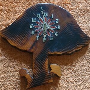 1070's Wooden Mushroom Wall Clock